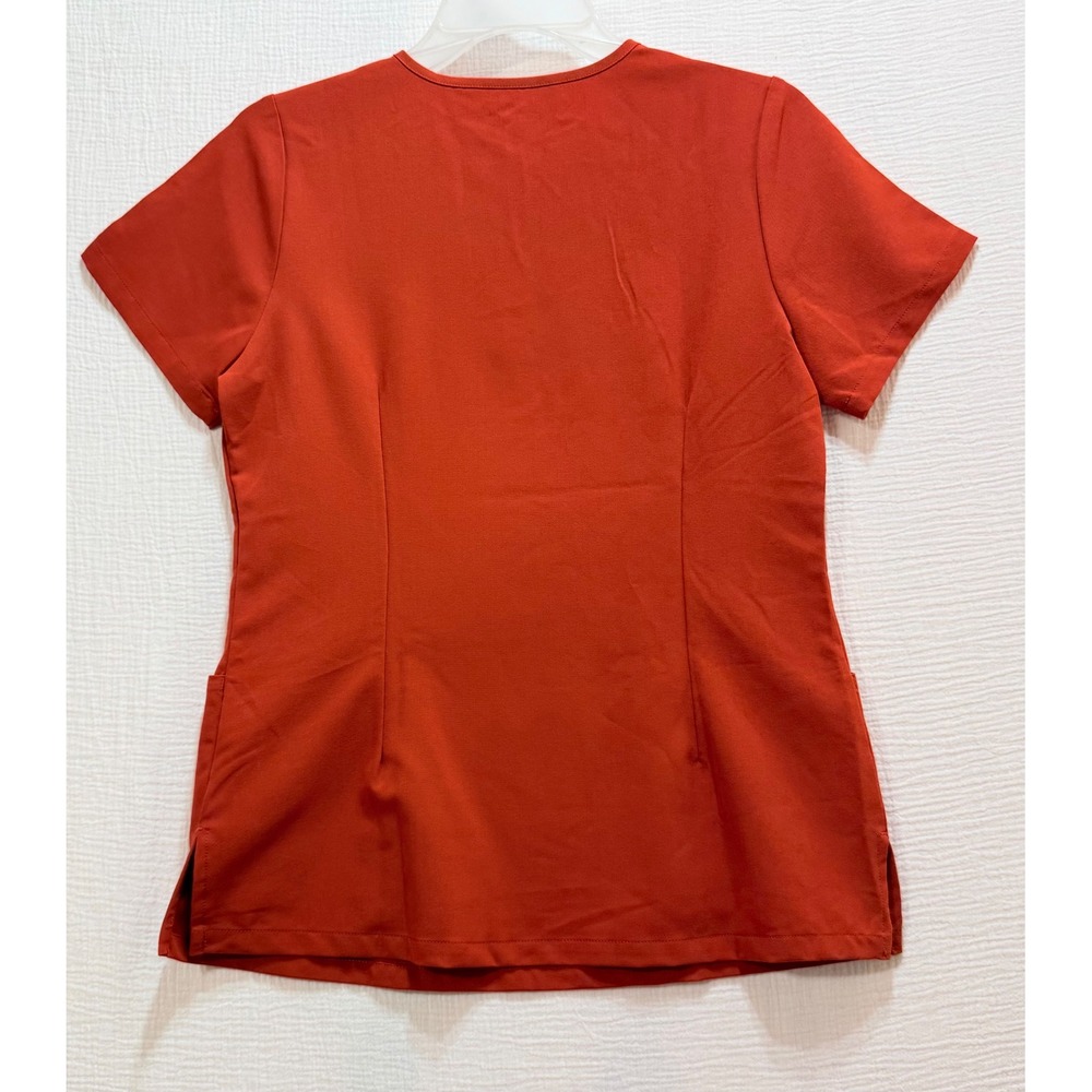 Mandala Women's Rust Orange V Neck Scrub‎ Top With Pockets Size Small Nursing - Picture 2 of 9